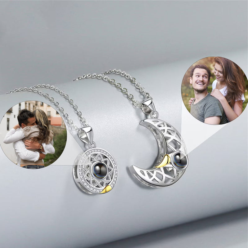 Colar Sol & Lua - Kit Casal Personalizado com Foto