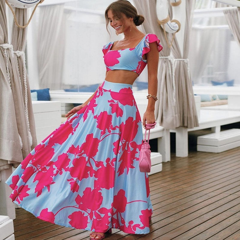 Conjuntos Cropped com Saia Longa Estampados de Verão