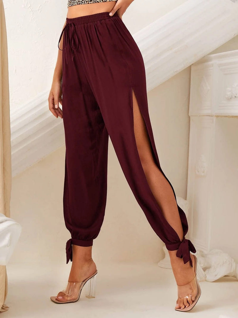 Calça Jogger Fenda Lateral Amarração Viscose