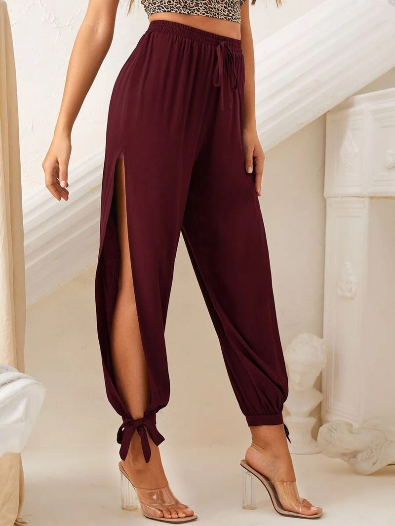 Calça Jogger Fenda Lateral Amarração Viscose